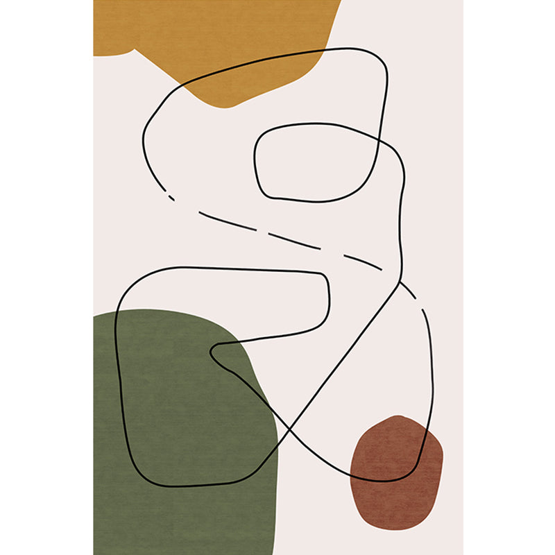 Contemporary Abstract Rug Brown and Green Polyester Rug Non-Slip Backing Washable Pet Friendly Carpet for Home - view 2