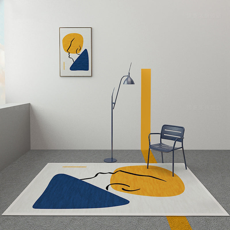 Modernist Colorblock Rug Blue and Yellow Polyester Rug Non-Slip Backing Washable Pet Friendly Carpet for Home - Blue - Clearhalo - 'Area Rug' - 'Rug' - 1766955