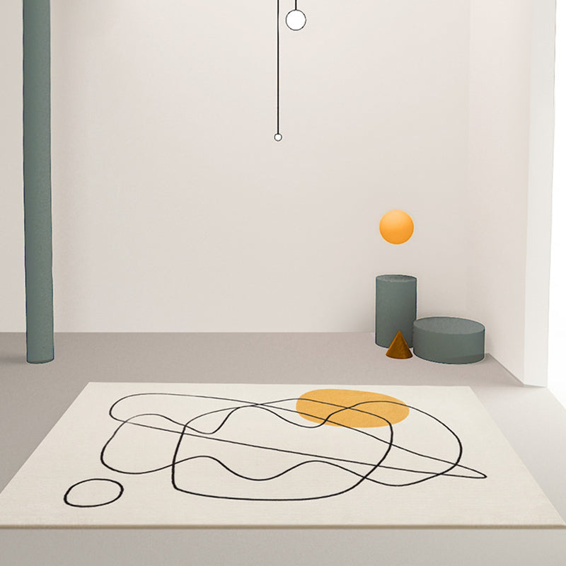 Beige Abstract Rug Polyester Modern Rug Washable Anti-Slip Pet Friendly Area Rug for Living Room - Clearhalo - 'Area Rug' - 'Rug' - 1767176