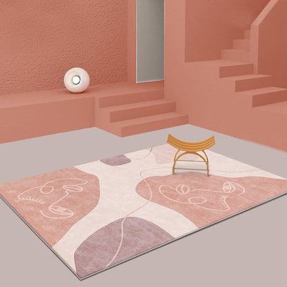 Modernist Abstract Rug Pink Polyester Rug Non-Slip Backing Washable Pet Friendly Carpet for Home - Clearhalo - 'Area Rug' - 'Rug' - 1767290