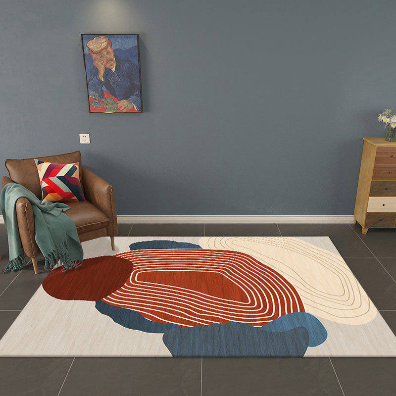 Red Swirl Stripe Pattern Rug Polyester Modern Rug Washable Anti-Slip Pet Friendly Area Rug for Living Room - Clearhalo - 'Area Rug' - 'Rug' - 1767362