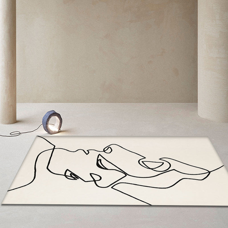Creative Nordic Rug Beige Abstract Rug Pet Friendly Anti-Slip Washable Area Rug for Decoration - view 3