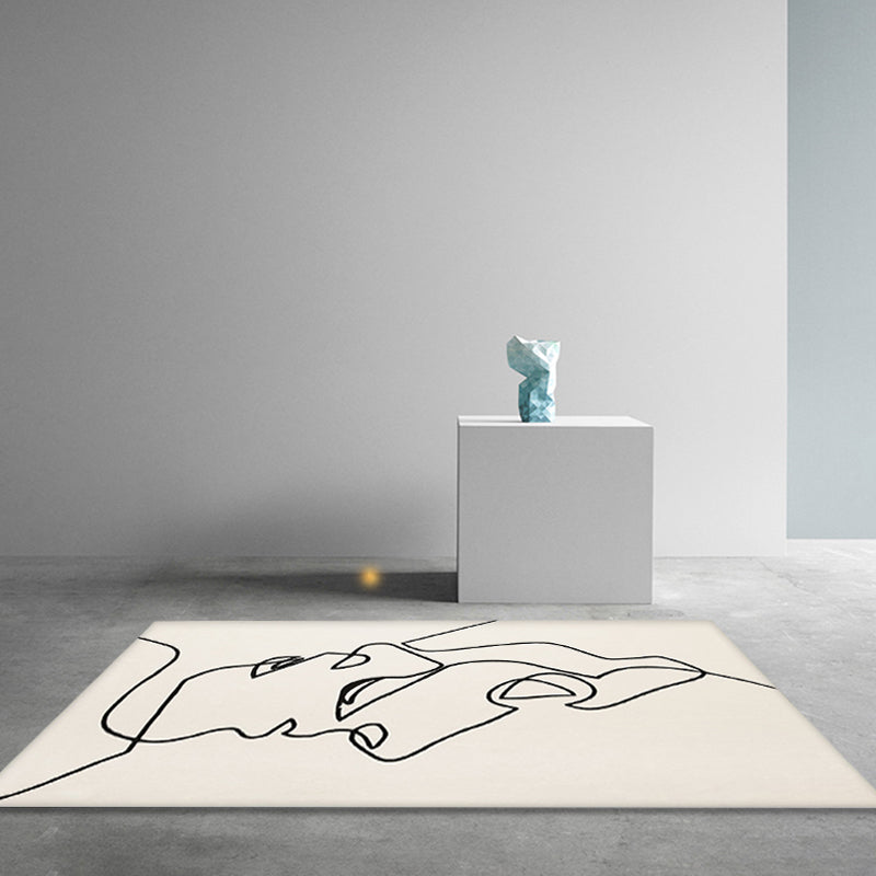 Creative Nordic Rug Beige Abstract Rug Pet Friendly Anti-Slip Washable Area Rug for Decoration - view 2