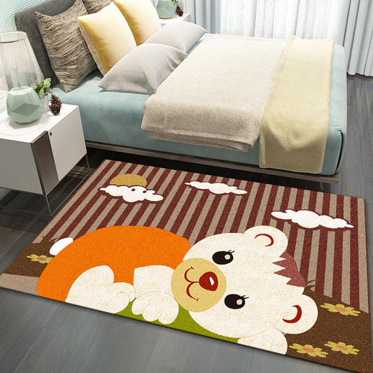 Stylish Multicolor Kids Rug Polyester Animal and Striped Pattern Rug Washable Pet Friendly Non-Slip Carpet for Nursery Orange Clearhalo 'Area Rug' 'Rug' 1767484