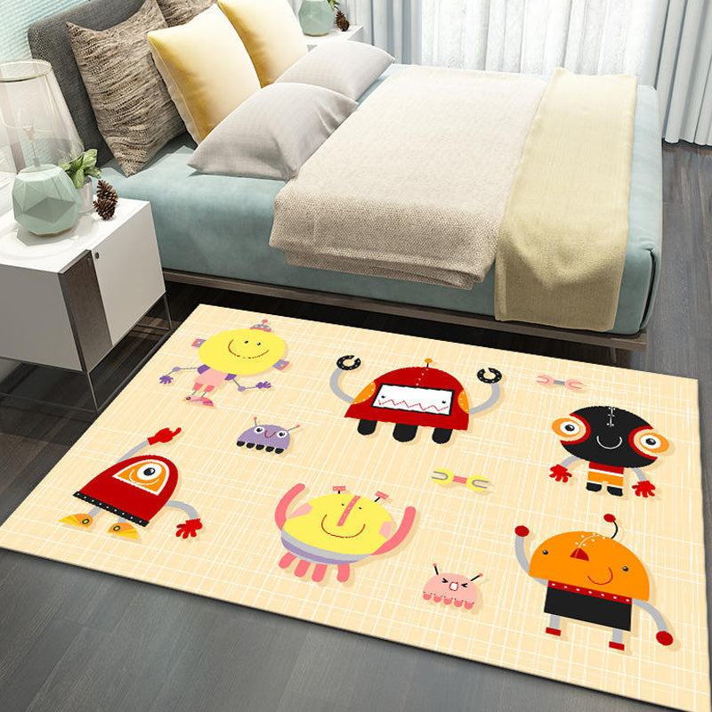 Stylish Multicolor Kids Rug Polyester Animal and Striped Pattern Rug Washable Pet Friendly Non-Slip Carpet for Nursery Yellow Clearhalo 'Area Rug' 'Rug' 1767491