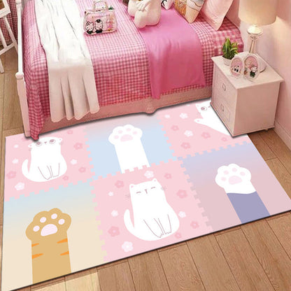 Stylish Multicolor Kids Rug Polyester Animal and Striped Pattern Rug Washable Pet Friendly Non-Slip Carpet for Nursery Light Pink Clearhalo 'Area Rug' 'Rug' 1767492