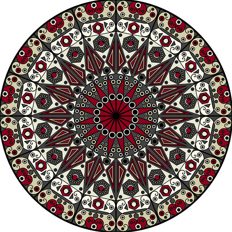 Moroccan Circle Pattern Rug with Flower Multicolor Polyester Rug Washable Pet Friendly Non-Slip Area Rug for Living Room Clearhalo 'Area Rug' 'Moroccan' 'Rugs' Rug' 1767635