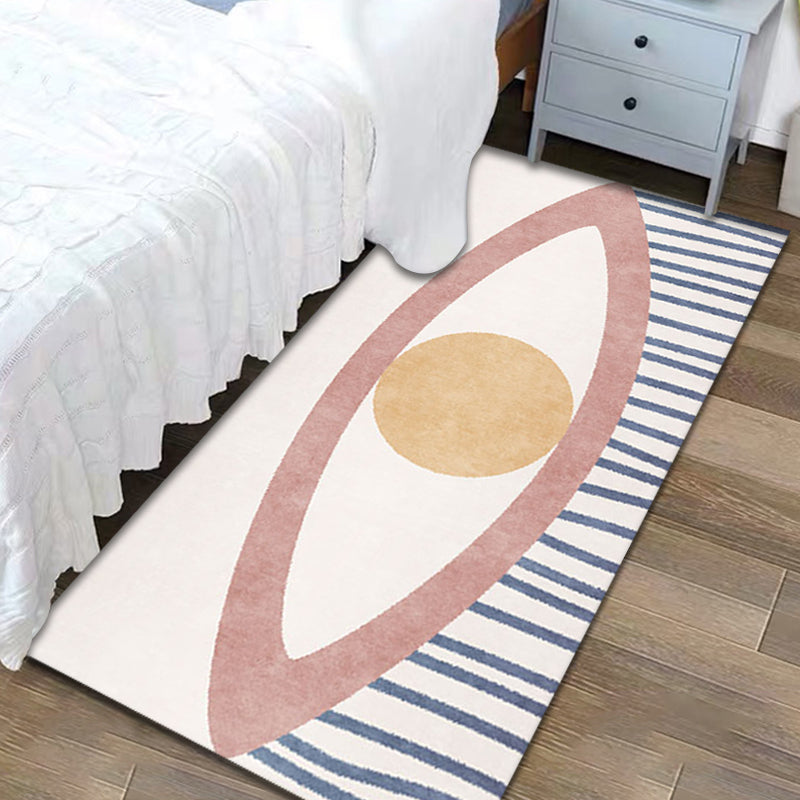 Novelty Eye Pattern Rug Pink Polyester Rug Non-Slip Backing Washable Pet Friendly Carpet for Home - view 2