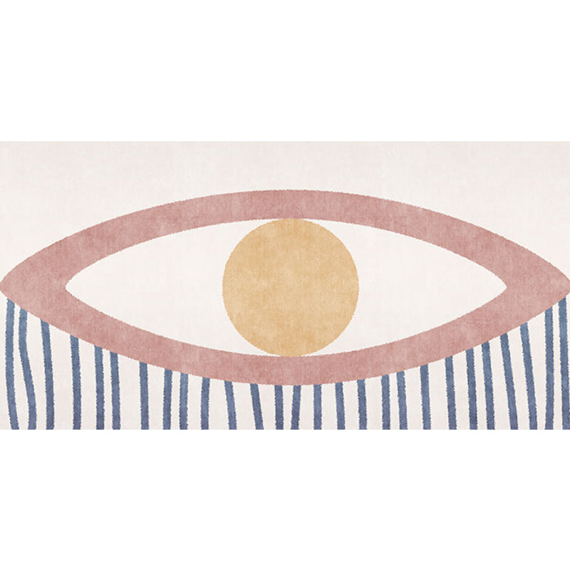 Novelty Eye Pattern Rug Pink Polyester Rug Non-Slip Backing Washable Pet Friendly Carpet for Home - view 3