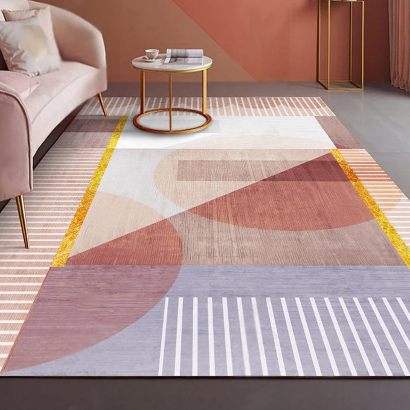 Modernist Geometric Pattern Rug with Stripe Multicolor Polyester Rug Non-Slip Backing Washable Pet Friendly Carpet for Home - Orange - Clearhalo - 'Area Rug' - 'Rug' - 1779391