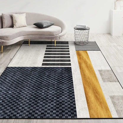 Modernist Geometric Pattern Rug with Stripe Multicolor Polyester Rug Non-Slip Backing Washable Pet Friendly Carpet for Home - Gold - Clearhalo - 'Area Rug' - 'Rug' - 1779397