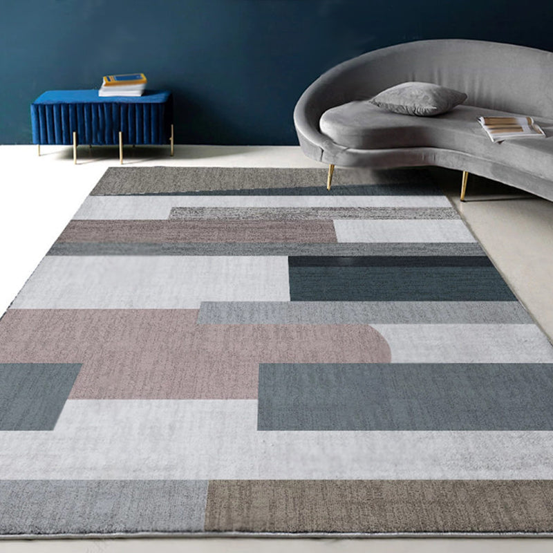 Modernist Geometric Pattern Rug with Stripe Multicolor Polyester Rug Non-Slip Backing Washable Pet Friendly Carpet for Home - Light Gray - Clearhalo - 'Area Rug' - 'Rug' - 1779398