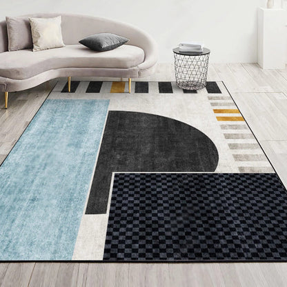 Modernist Geometric Pattern Rug with Stripe Multicolor Polyester Rug Non-Slip Backing Washable Pet Friendly Carpet for Home - Light Blue - Clearhalo - 'Area Rug' - 'Rug' - 1779399