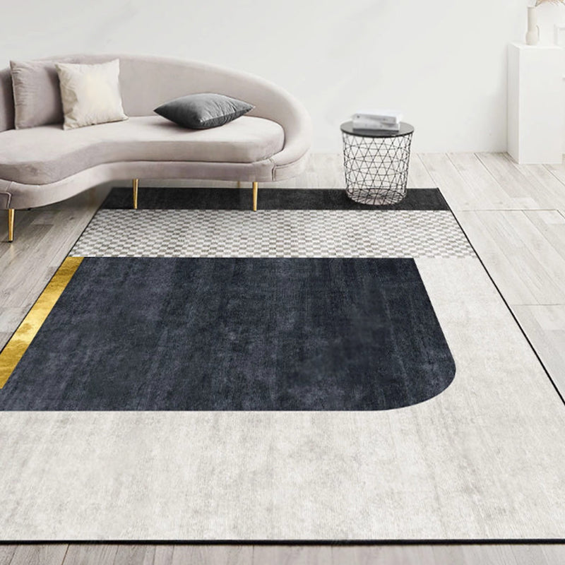 Modernist Geometric Pattern Rug with Stripe Multicolor Polyester Rug Non-Slip Backing Washable Pet Friendly Carpet for Home - Distressed White - Clearhalo - 'Area Rug' - 'Rug' - 1779400