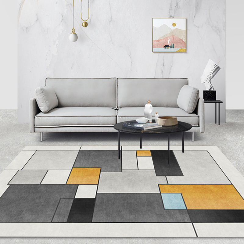 Stylish Grey Novelty Rug Polyester Geometric Pattern Rug Washable Pet Friendly Non-Slip Carpet for Living Room Clearhalo 'Area Rug' 'Rug' 1779488