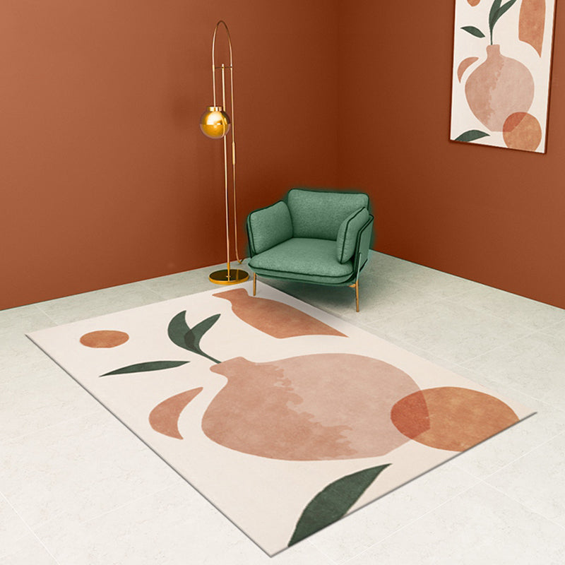 Orange Bottle Pattern Rug Polyester Modern Rug Washable Anti-Slip Pet Friendly Area Rug for Living Room