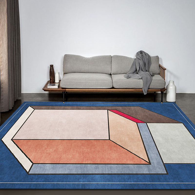 Funky Nordic Rug Grey and Blue 3D Geometric Pattern Rug Pet Friendly Anti-Slip Washable Area Rug for Decoratio - view 11