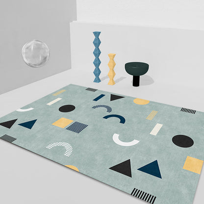 Casual Modernism Rug Green Geometric Pattern Rug Pet Friendly Anti-Slip Washable Area Rug for Decoration - Green - Clearhalo - 'Area Rug' - 'Rug' - 1779663