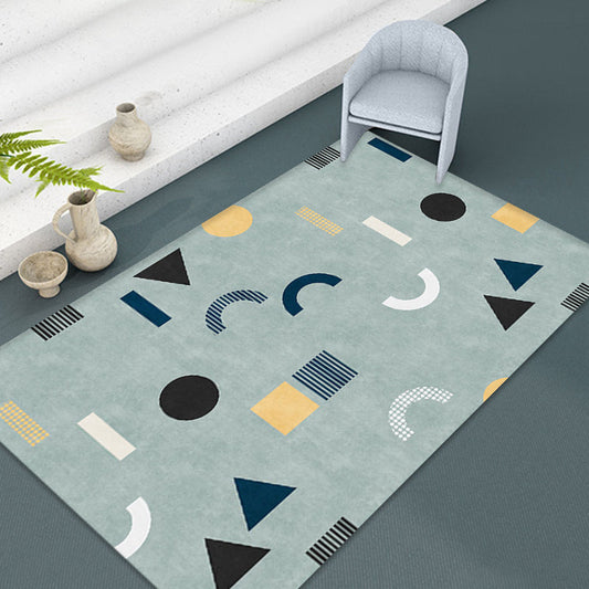 Casual Modernism Rug Green Geometric Pattern Rug Pet Friendly Anti-Slip Washable Area Rug for Decoration - Clearhalo - 'Area Rug' - 'Rug' - 1779664