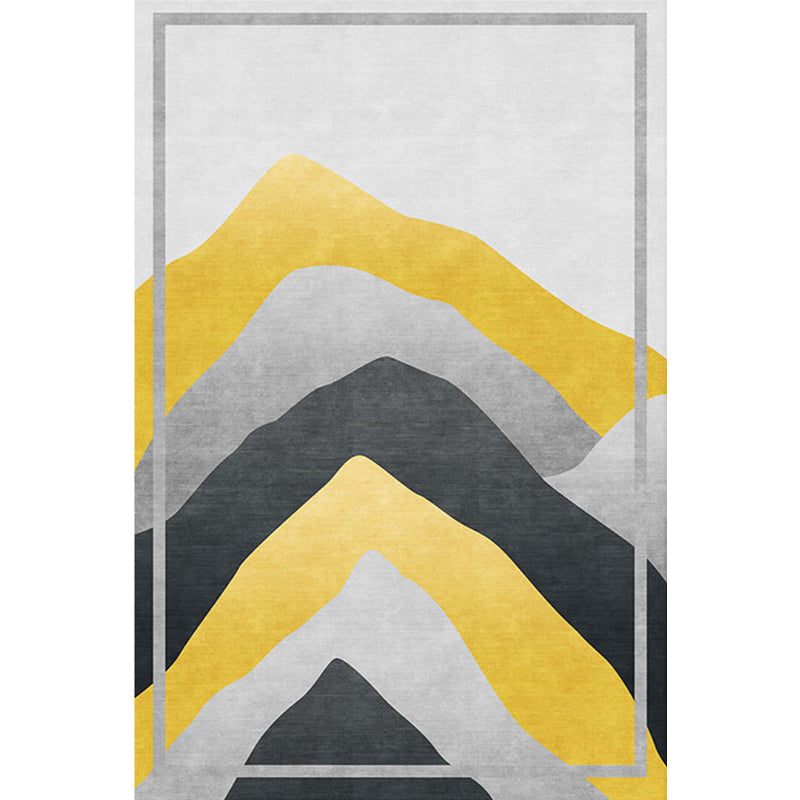 Grey and Yellow Colorblock Rug Polyester Modern Rug Washable Anti-Slip Pet Friendly Area Rug for Living Room