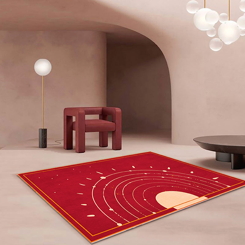 Red Sun Pattern Rug Polyester Simple Rug Washable Anti-Slip Pet Friendly Area Rug for Living Room - Clearhalo - 'Area Rug' - 'Rug' - 1779716