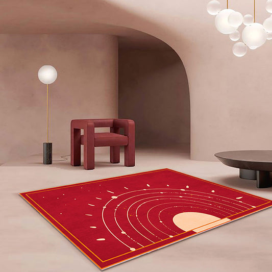 Red Sun Pattern Rug Polyester Simple Rug Washable Anti-Slip Pet Friendly Area Rug for Living Room - Clearhalo - 'Area Rug' - 'Rug' - 1779716