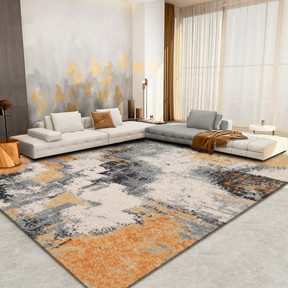 Creative Orange Industrial Rug Polyester Abstract Rug Washable Pet Friendly Non-Slip Carpet for Living Room