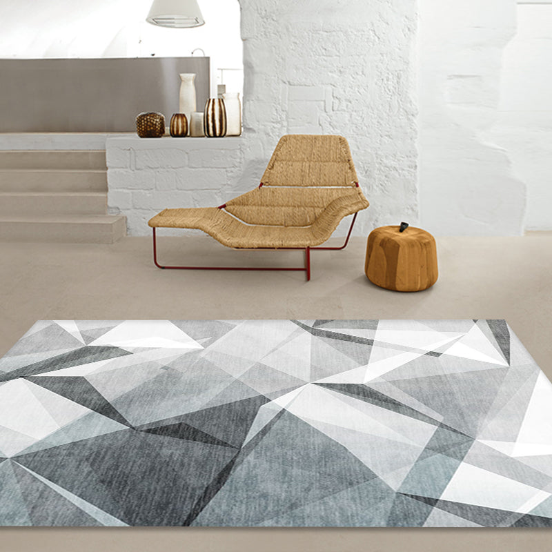 Grey Geometric Pattern Rug Polyester Modern Rug Washable Anti-Slip Pet Friendly Area Rug for Living Room - view 11