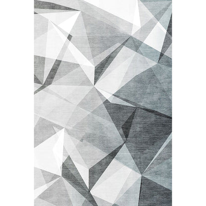 Grey Geometric Pattern Rug Polyester Modern Rug Washable Anti-Slip Pet Friendly Area Rug for Living Room