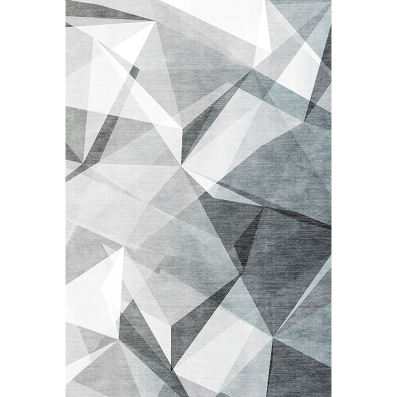 Grey Geometric Pattern Rug Polyester Modern Rug Washable Anti-Slip Pet Friendly Area Rug for Living Room - view 4