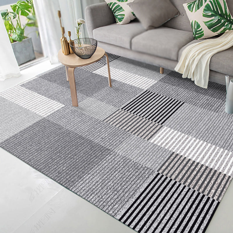 Modernist Striped Pattern Rug Light Grey and Pink Polyester Rug Non-Slip Backing Washable Pet Friendly Carpet for Home - Clearhalo - 'Area Rug' - 'Modern' - 'Rugs' - Rug' - 1779782
