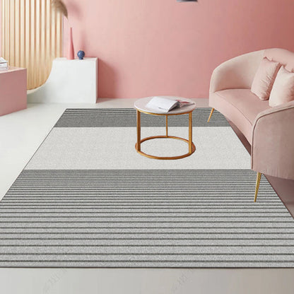 Modernist Striped Pattern Rug Light Grey and Pink Polyester Rug Non-Slip Backing Washable Pet Friendly Carpet for Home - Dark Gray - Clearhalo - 'Area Rug' - 'Modern' - 'Rugs' - Rug' - 1779788