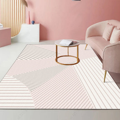Modernist Striped Pattern Rug Light Grey and Pink Polyester Rug Non-Slip Backing Washable Pet Friendly Carpet for Home - Pink - Clearhalo - 'Area Rug' - 'Modern' - 'Rugs' - Rug' - 1779791