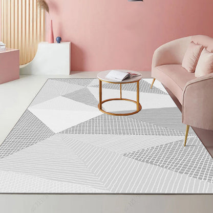 Modernist Striped Pattern Rug Light Grey and Pink Polyester Rug Non-Slip Backing Washable Pet Friendly Carpet for Home - Light Gray - Clearhalo - 'Area Rug' - 'Modern' - 'Rugs' - Rug' - 1779792
