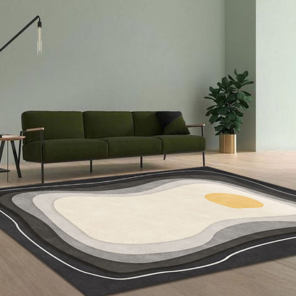 Modernist Colorblock Rug Black and White Polyester Rug Non-Slip Backing Washable Pet Friendly Carpet for Home - Clearhalo - 'Area Rug' - 'Rug' - 1779861