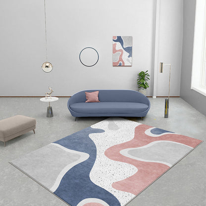 Pink and Blue Colorblock Rug Polyester Modern Rug Washable Anti-Slip Pet Friendly Area Rug for Living Room - Pink - Clearhalo - 'Area Rug' - 'Rug' - 1779920