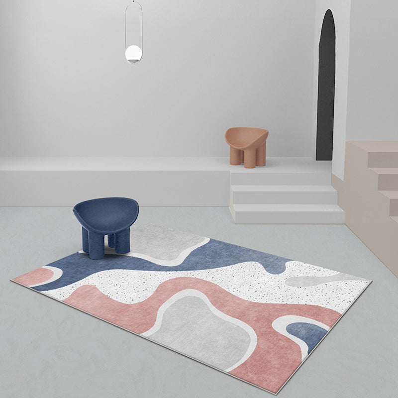 Pink and Blue Colorblock Rug Polyester Modern Rug Washable Anti-Slip Pet Friendly Area Rug for Living Room - Clearhalo - 'Area Rug' - 'Rug' - 1779921