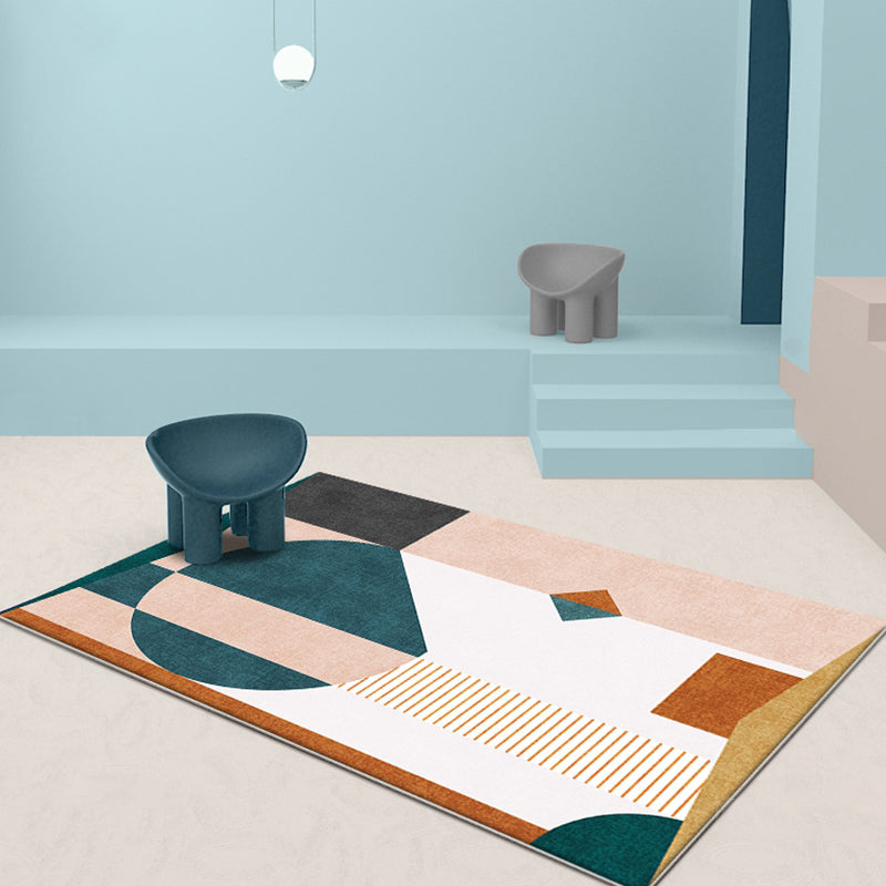 Casual Multicolor Modernist Rug Polyester Colorblock Striped Pattern Rug Washable Pet Friendly Non-Slip Carpet for Living Room - Green - Clearhalo - 'Area Rug' - 'Rug' - 1780026