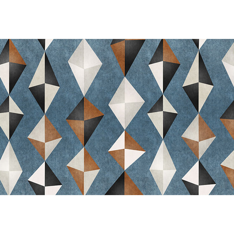 Novelty Geometric Pattern Rug Blue Polyester Rug Non-Slip Backing Washable Pet Friendly Carpet for Home - view 3