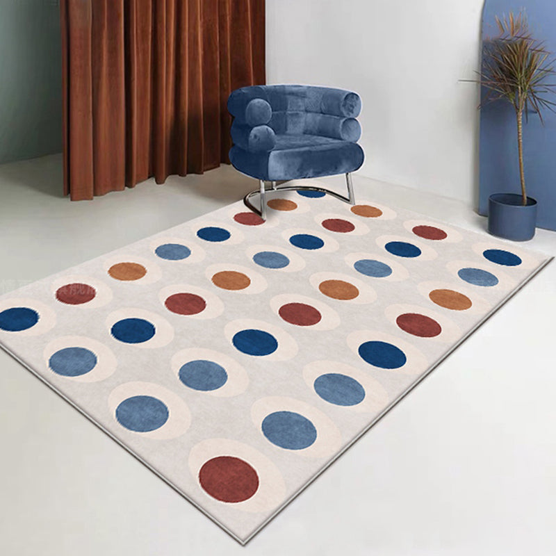 Novelty Circles Pattern Rug Multicolor Polyester Rug Non-Slip Backing Washable Pet Friendly Carpet for Home