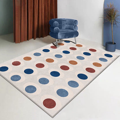 Novelty Circles Pattern Rug Multicolor Polyester Rug Non-Slip Backing Washable Pet Friendly Carpet for Home