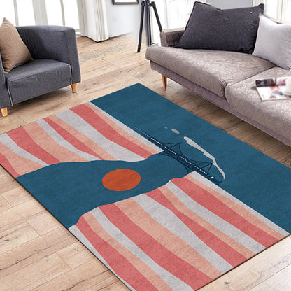 Navy Multicolor Mountain Pattern Rug Polyester Oriental Rug Washable Anti-Slip Pet Friendly Area Rug for Living Room - Clearhalo - 'Area Rug' - 'Rug' - 1780370