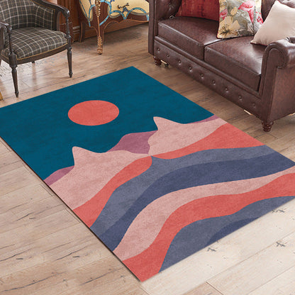 Navy Multicolor Mountain Pattern Rug Polyester Oriental Rug Washable Anti-Slip Pet Friendly Area Rug for Living Room - Clearhalo - 'Area Rug' - 'Rug' - 1780373