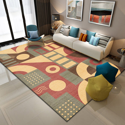 Multicolor Geometric Pattern Rug Polyester Simple Rug Washable Anti-Slip Pet Friendly Area Rug for Living Room - Red - Clearhalo - 'Area Rug' - 'Rug' - 1780506