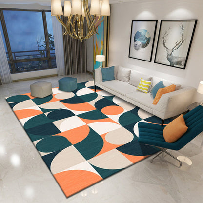 Multicolor Geometric Pattern Rug Polyester Simple Rug Washable Anti-Slip Pet Friendly Area Rug for Living Room - Blackish Green - Clearhalo - 'Area Rug' - 'Rug' - 1780515