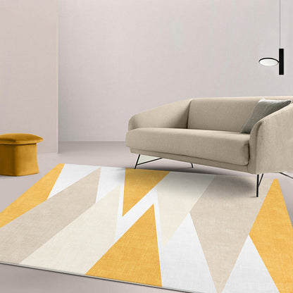 Yellow Geometric Pattern Rug Polyester Modern Rug Washable Anti-Slip Pet Friendly Area Rug for Living Room