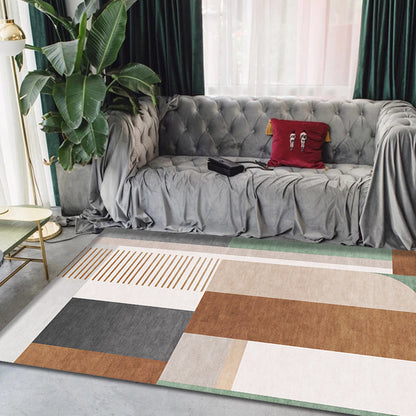 Brown Geometric Pattern Rug with Stripe Polyester Modern Rug Washable Anti-Slip Pet Friendly Area Rug for Living Room - Clearhalo - 'Area Rug' - 'Rug' - 1780603