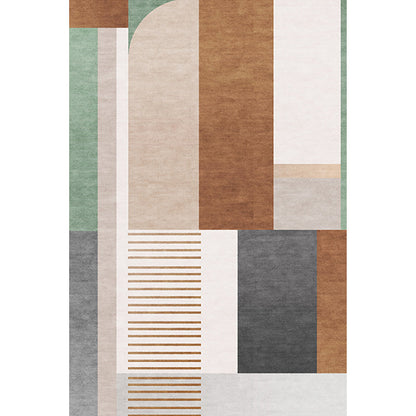 Brown Geometric Pattern Rug with Stripe Polyester Modern Rug Washable Anti-Slip Pet Friendly Area Rug for Living Room - Clearhalo - 'Area Rug' - 'Rug' - 1780604