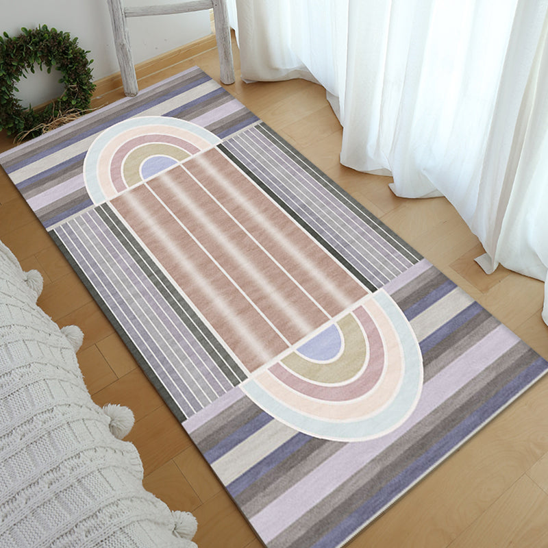 Casual Modernism Rug Brown Striped Pattern Rug Pet Friendly Anti-Slip Washable Area Rug for Decoration - Clearhalo - 'Area Rug' - 'Rug' - 1780983
