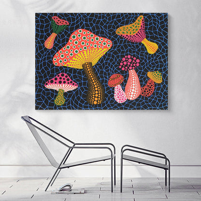 Pop Art Mushroom Canvas Print Dark Blue Textured Wall Decoration for Living Room - Blue - Clearhalo - 'Arts' - 'Canvas Art' - 1782208